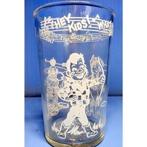 1953 Welch's Grape Juice 4 1/4" Glass Howdy Doody "It hits the spot" Vintage